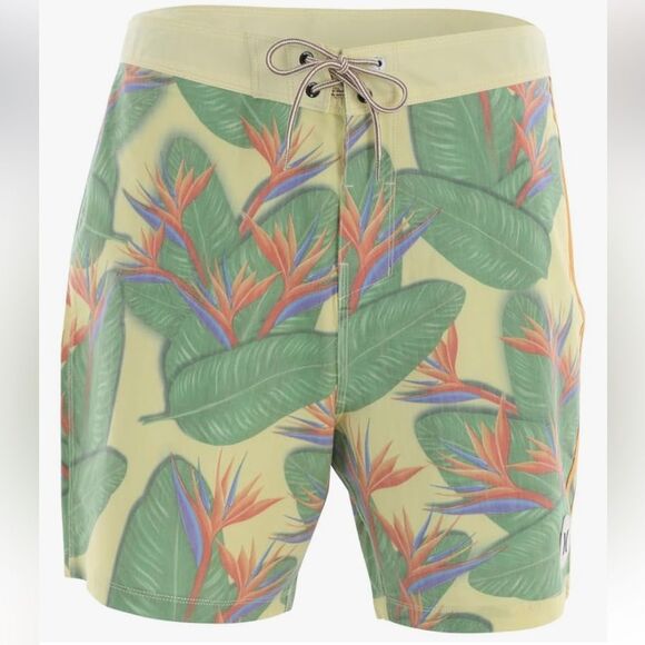 NWT Hurley Board Shorts Swim Phantom Quick Dry 4 Way Stretch Tropical 30 Yellow - Picture 3 of 12